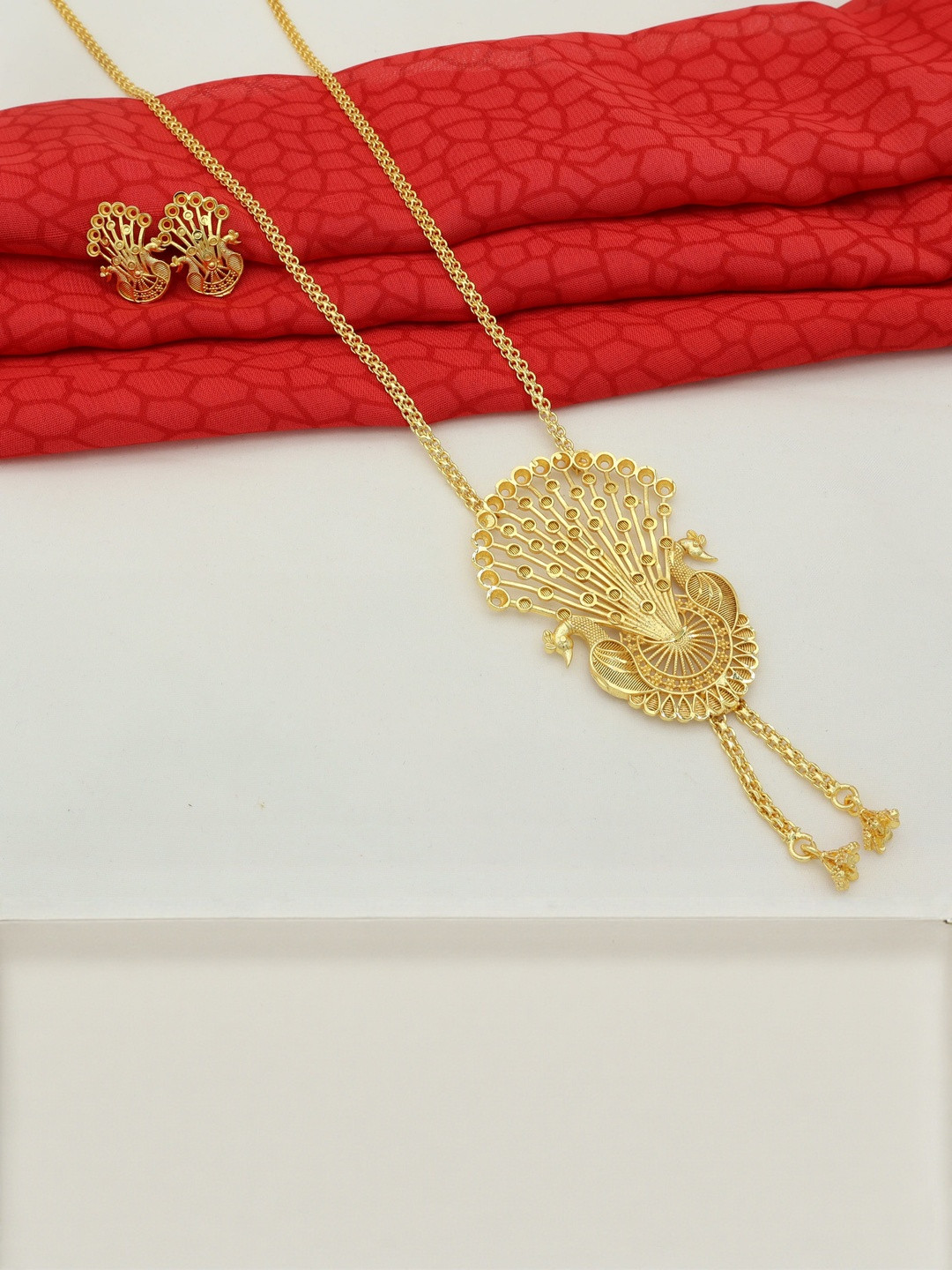 Upala Gold-Plated Peacock Shaped Jewellery Set