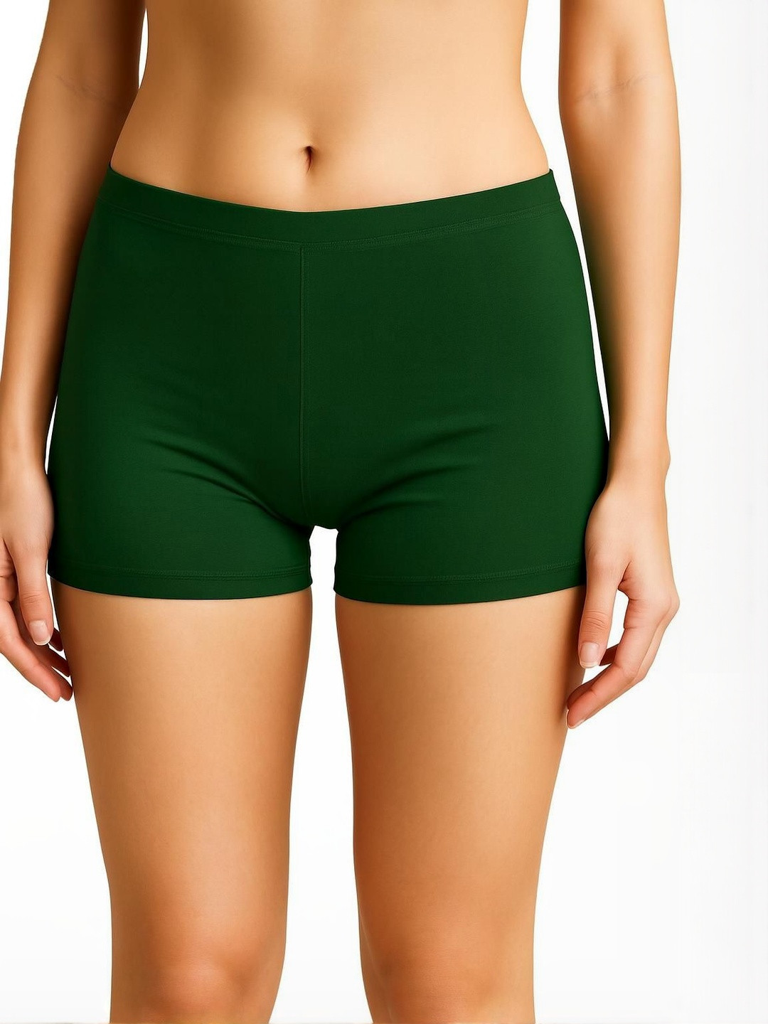 UllasPemium Women Green Cotton Blend Boy Shorts