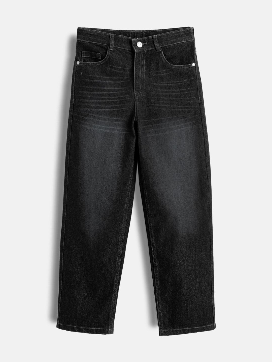 Urbano Juniors Boys Black Loose Baggy Fit Washed Denim Stretchable Jeans