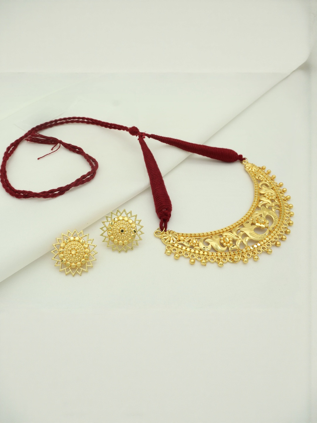Upala Women 23K Gold-Plated Hansuli Necklace Jewellery Set