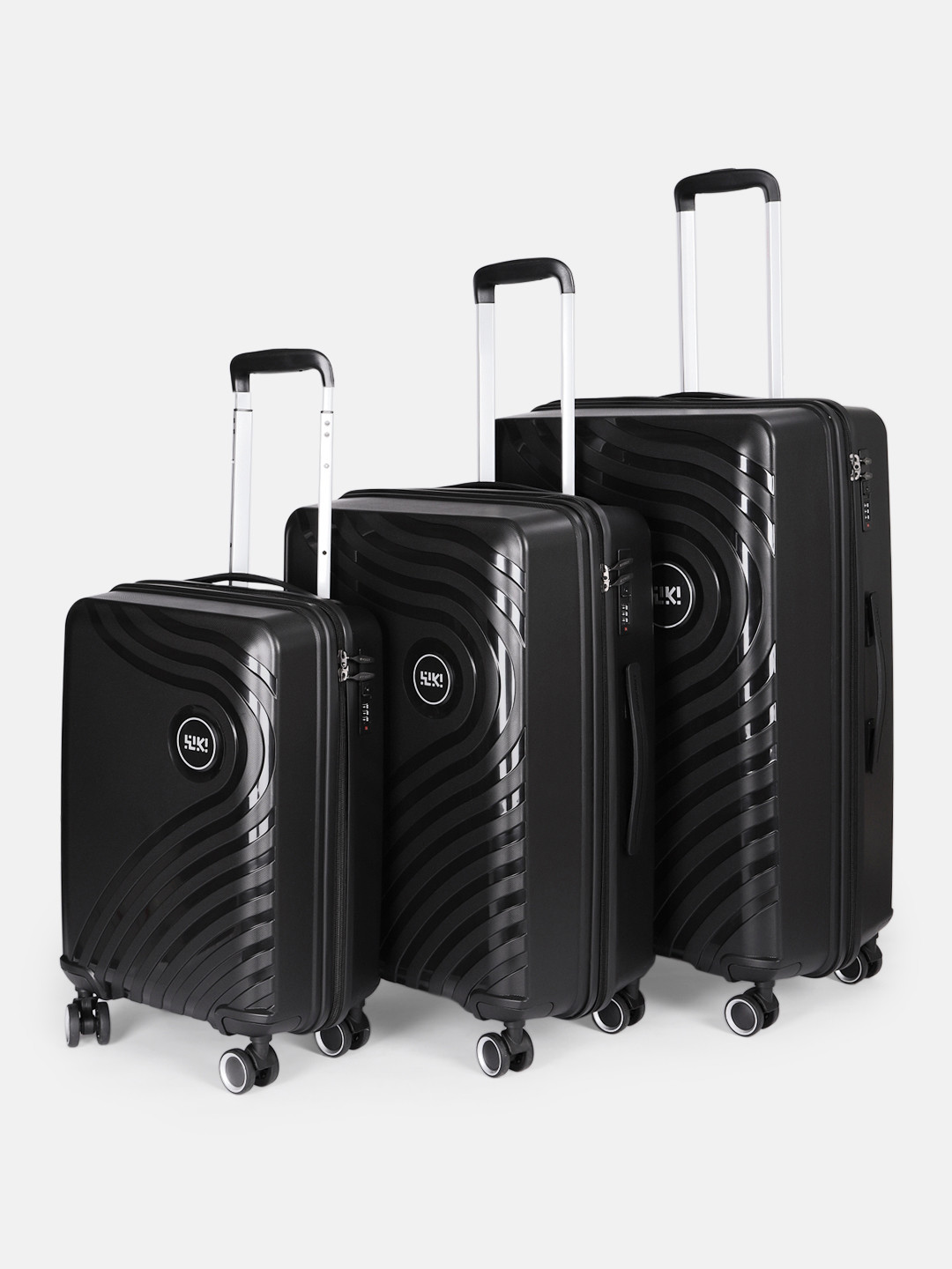 Wildcraft Onyx-TR Set Of 3 Textured Hard Suitcase Trolley Bags- 185L