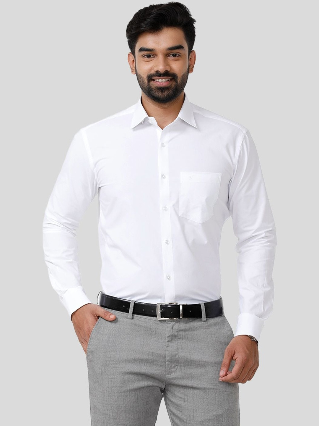UATHAYAM Men White Formal Shirt