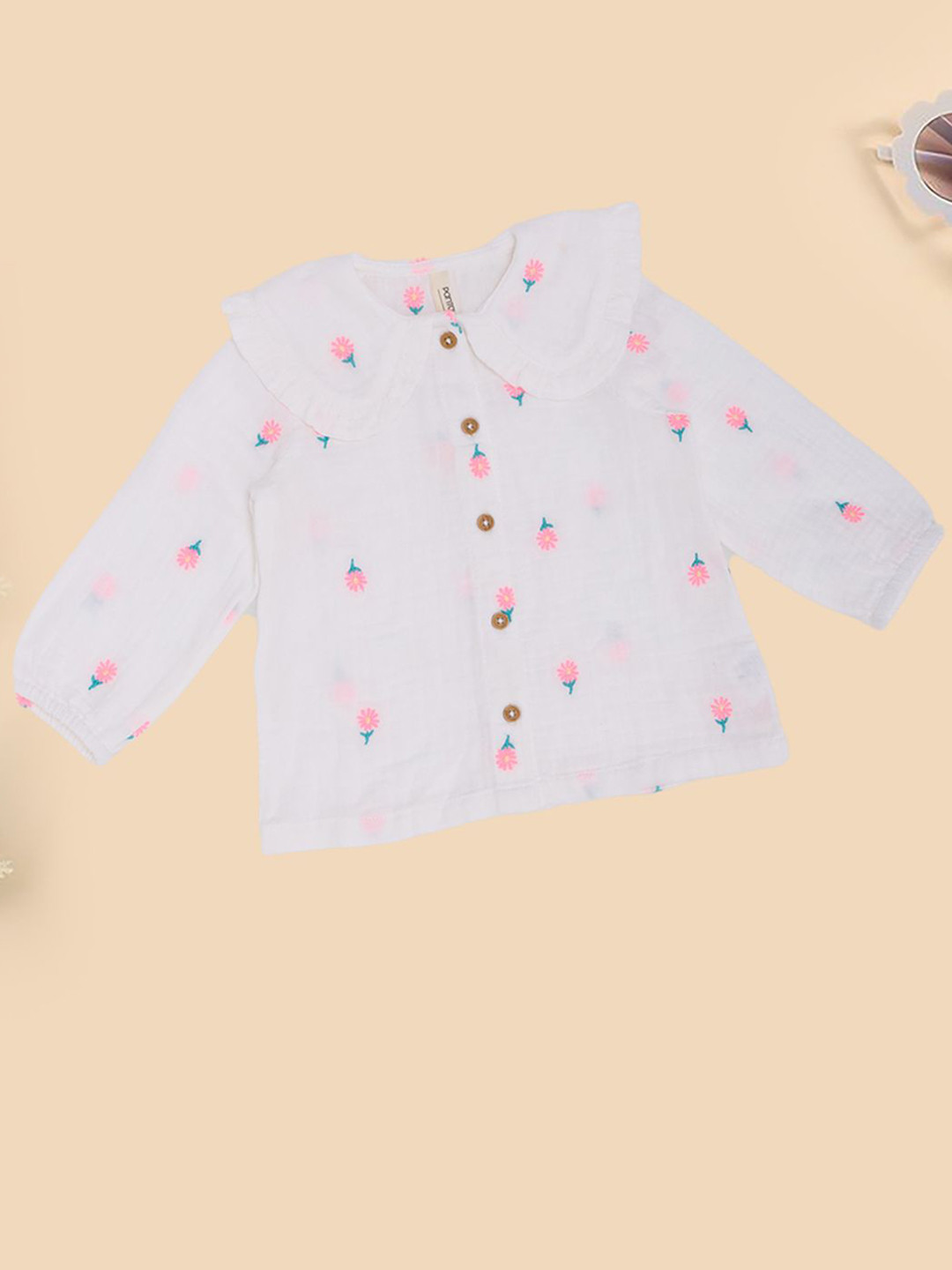 Pantaloons Baby Girls Floral Embroidered Regular Tops