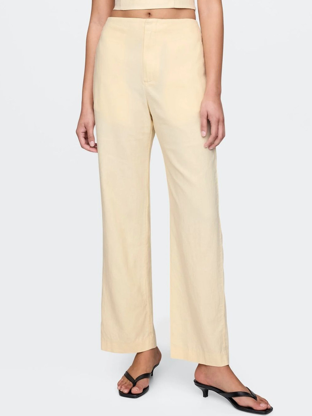 GAP Women Classic Straight Fit Pure Cotton High Rise Trousers