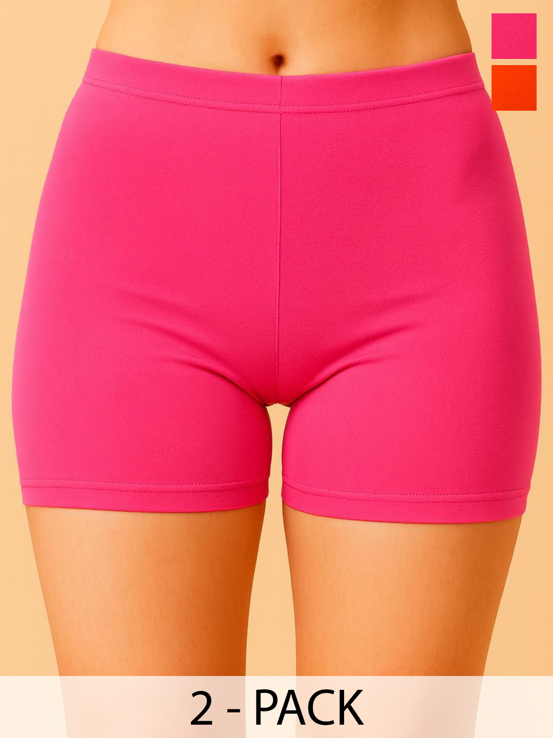 Apraa & Parma Pack of 2 Mid-Rise Antimicrobial Boyshort Briefs AP SBT-33 Pink,D Orange XS-