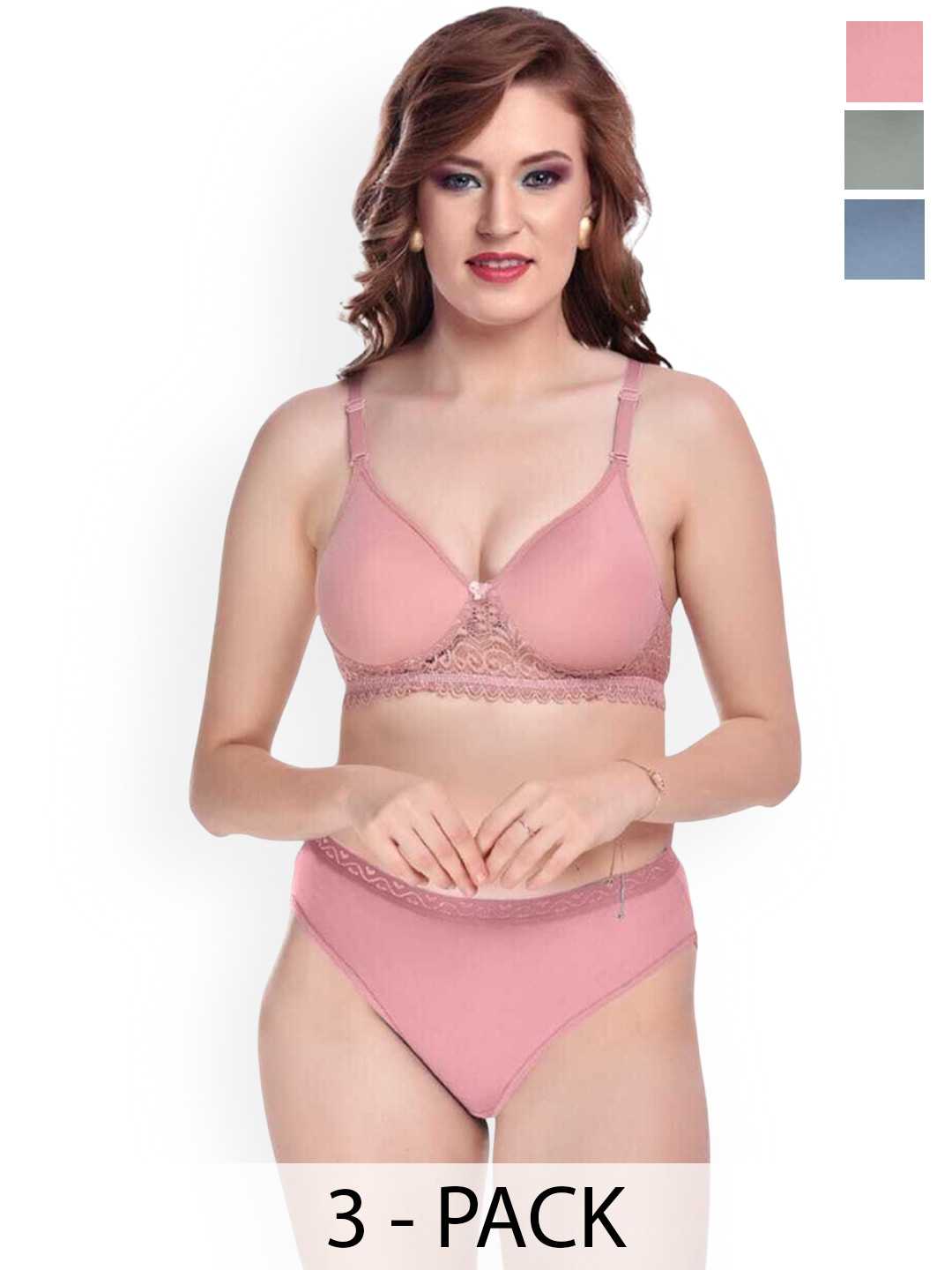 Rodley Pack Of 3 Cotton Lingerie Set