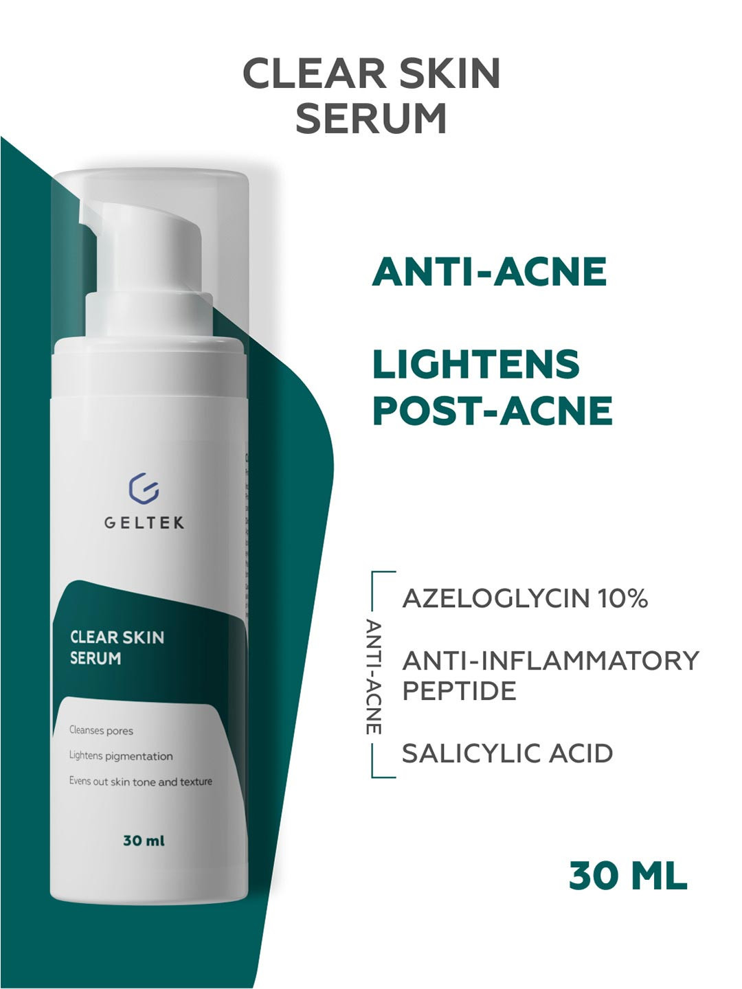 GELTEK Clear Skin Serum With Tea Tree Oil - 30 ml