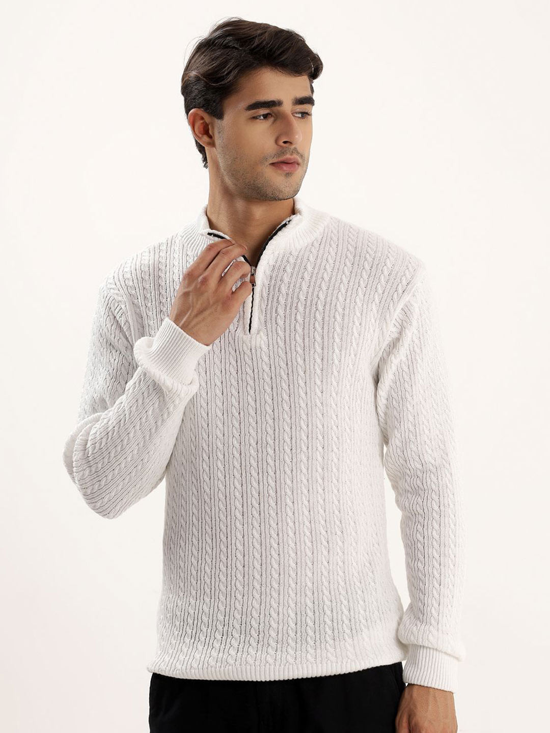 THE BEETEL HOUSE Men winter wear Half Ziper  Ribbed Pullover sweater