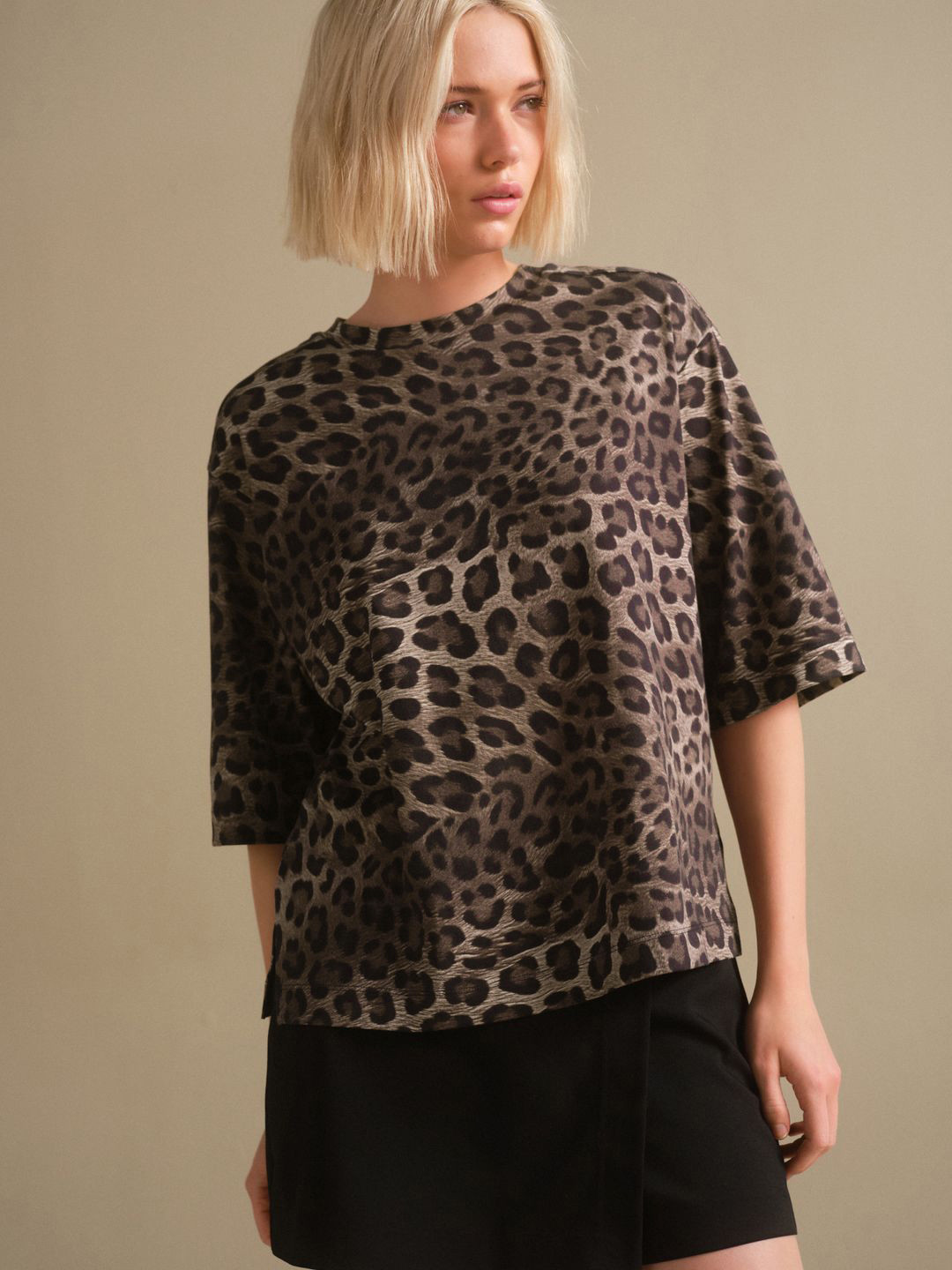 NEXT Animal Print Drop-Shoulder Sleeve Boxy T-shirt