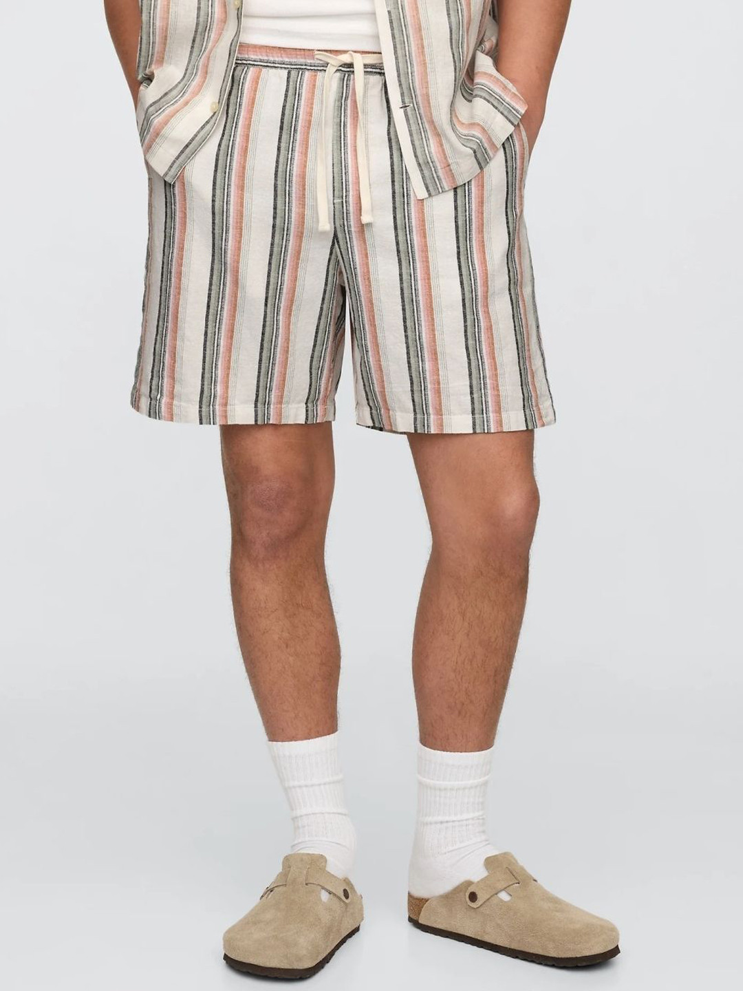 GAP Men Striped Mid-Rise Bermuda Shorts