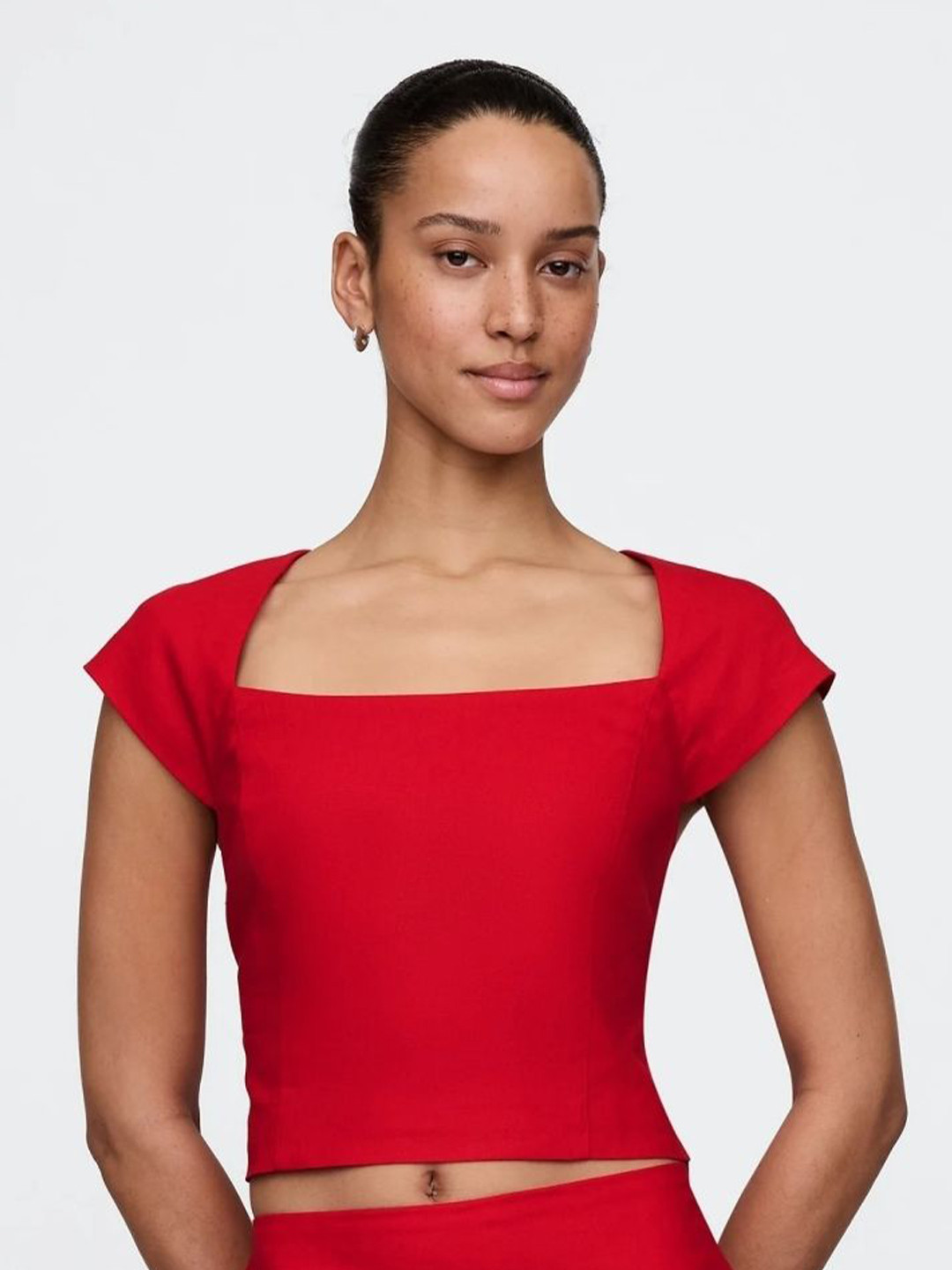 GAP Women Relaxed-Fit Square Neck Cotton Crop Top