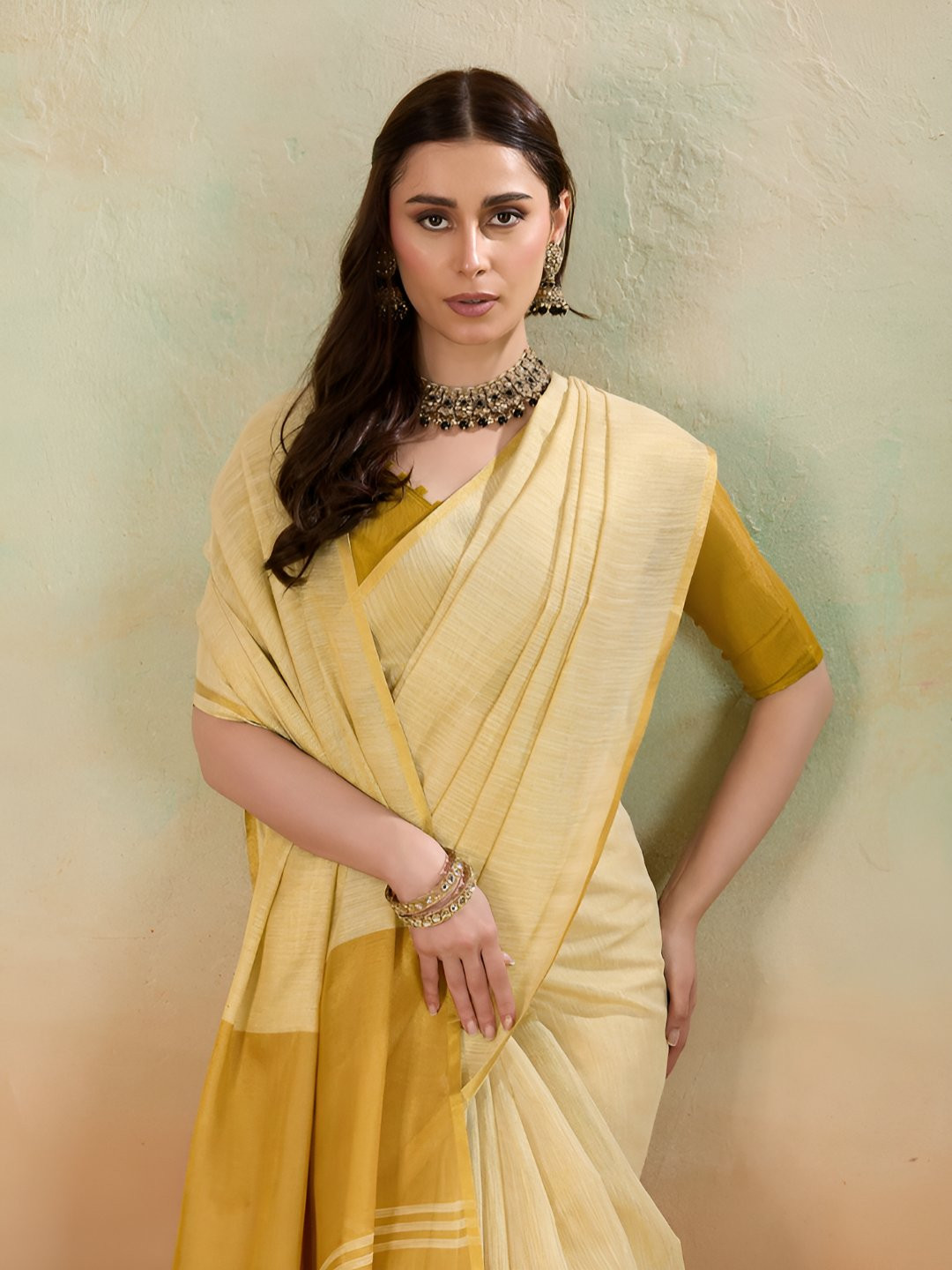 VASTRA-THE FACTORY STORE Colourblocked Tissue Saree