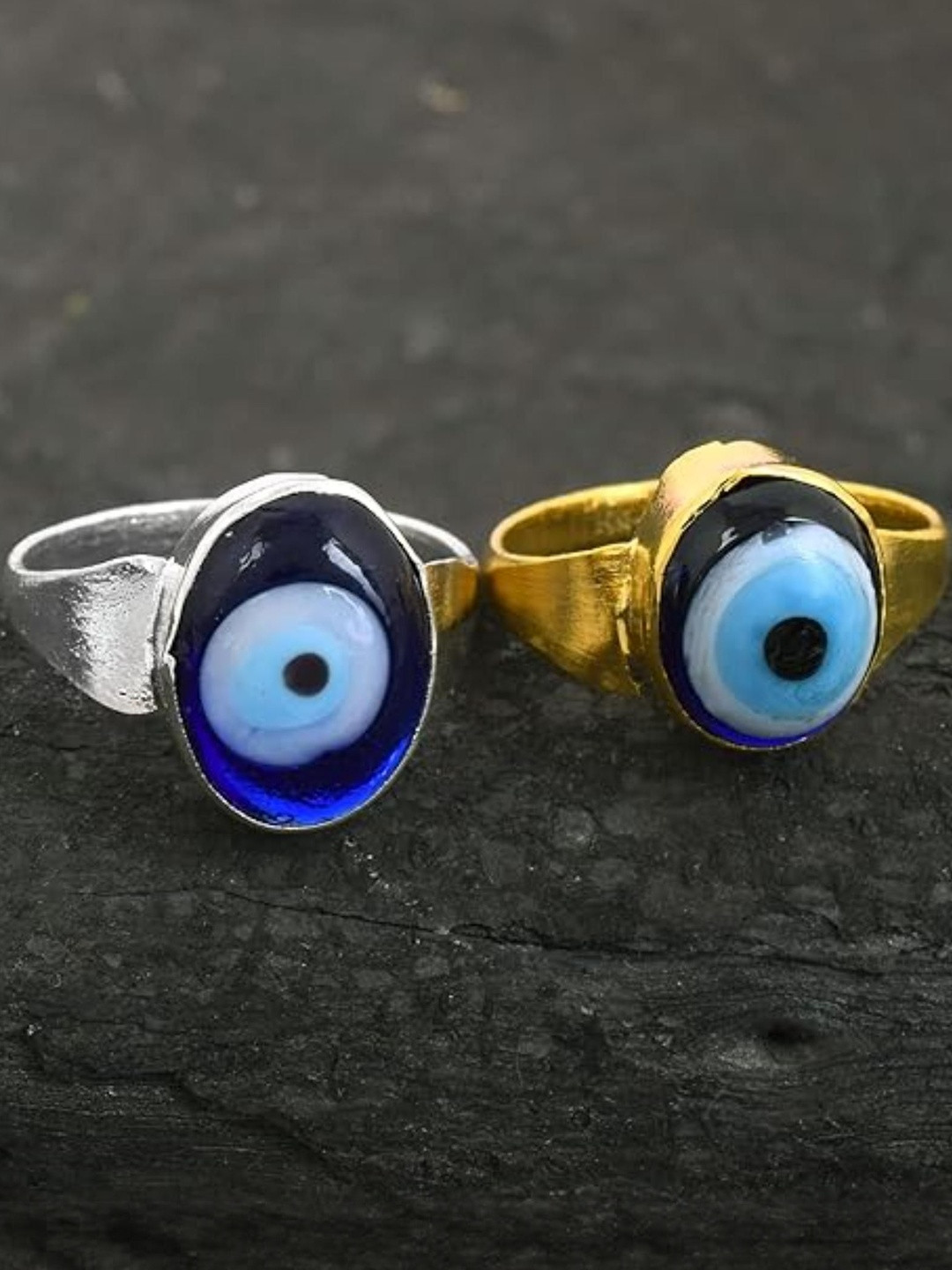 MEMOIR Unisex Pack of 2 Evil Eye Finger Ring