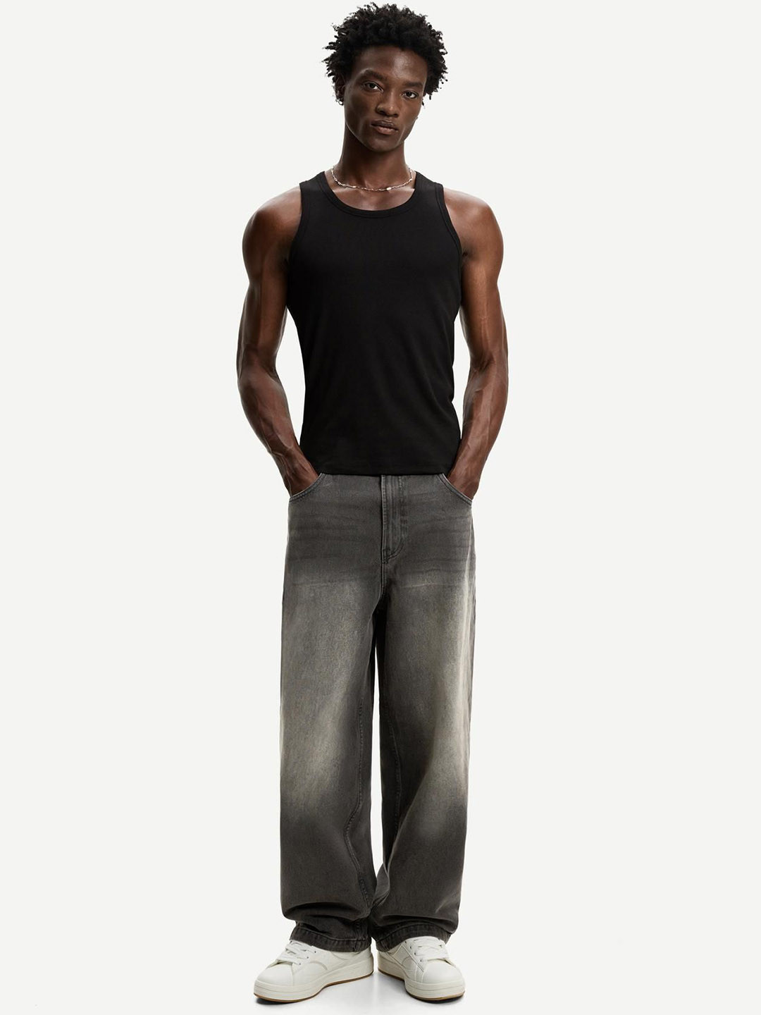 Bershka Men Super Baggy Low-Rise Heavy Fade Jeans