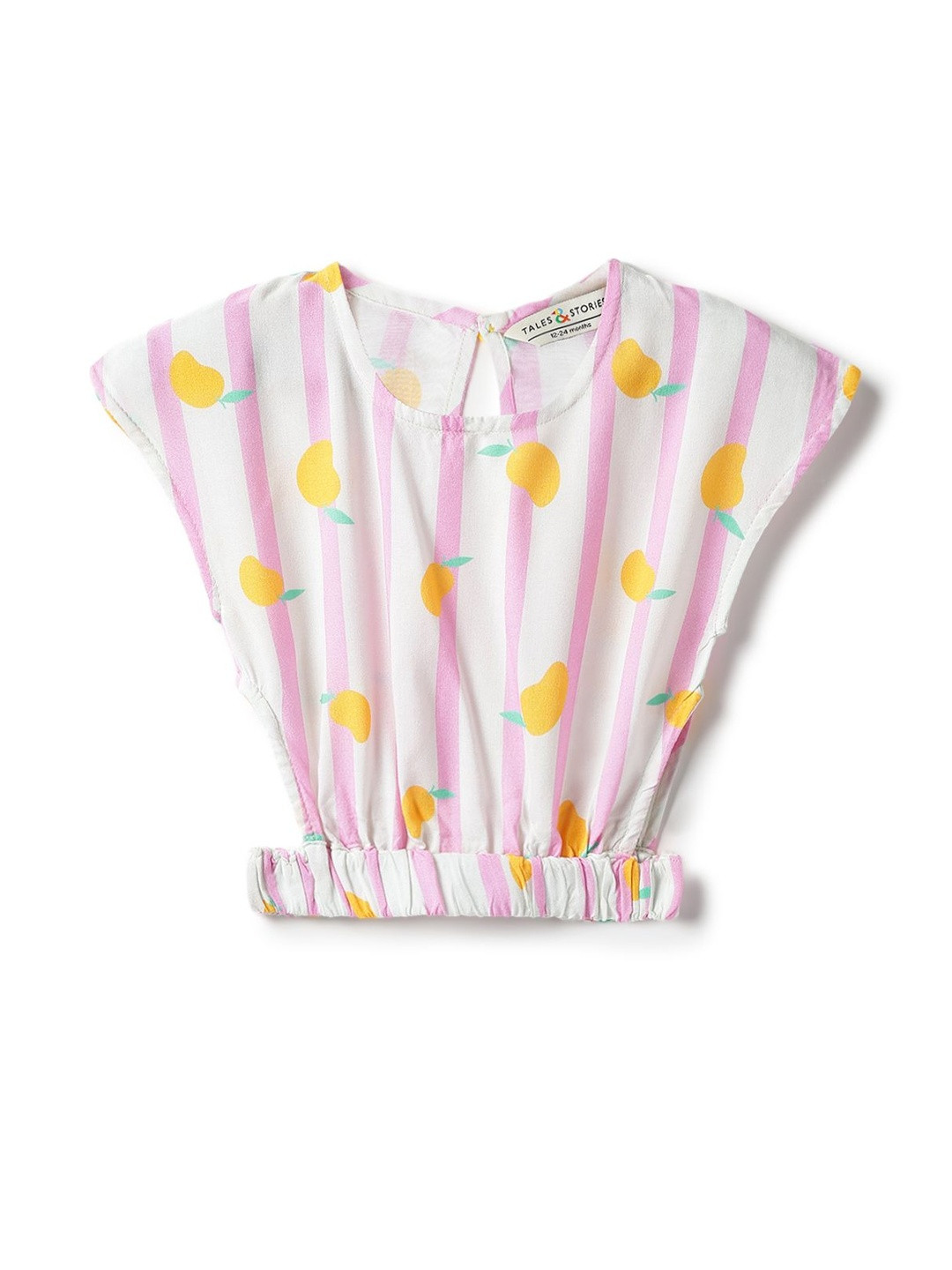 TALES & STORIES Girls Mango Printed Striped Top
