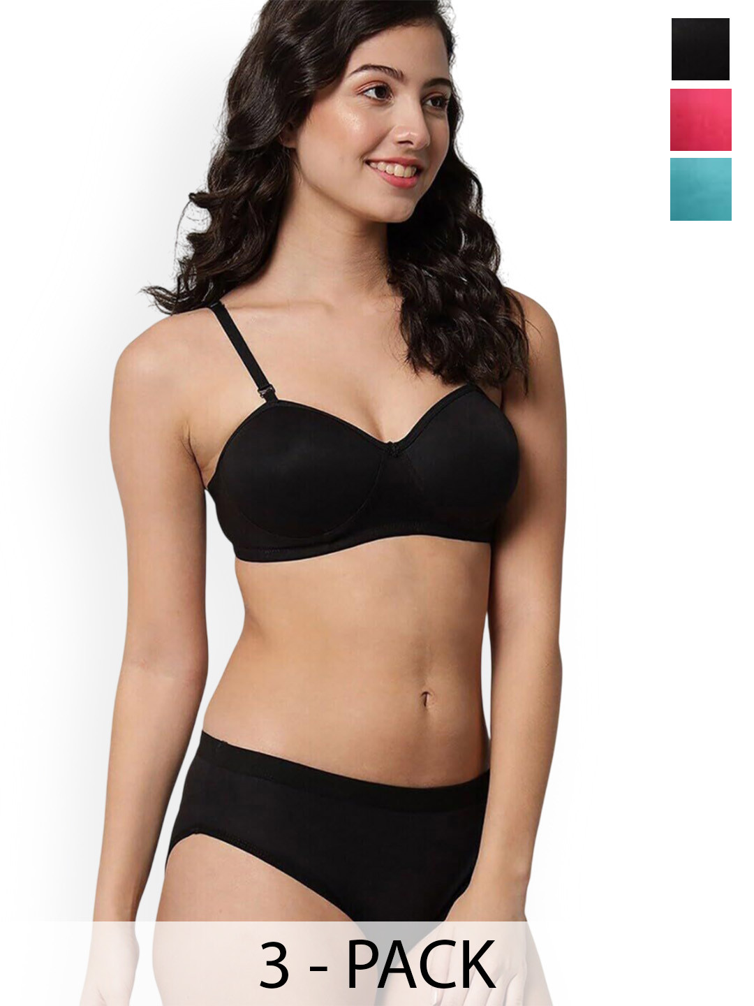 Rodley Pack Of 3 Padded Lingerie Set Set_3_Nishahulf Cup(A)