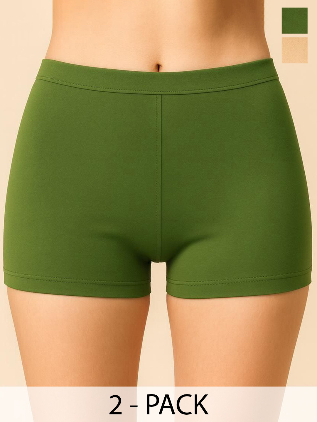 Apraa & Parma Pack Of 2 Concealed Waistband Boy Short Briefs - AP SBT-33 Skin,D Green XS-2