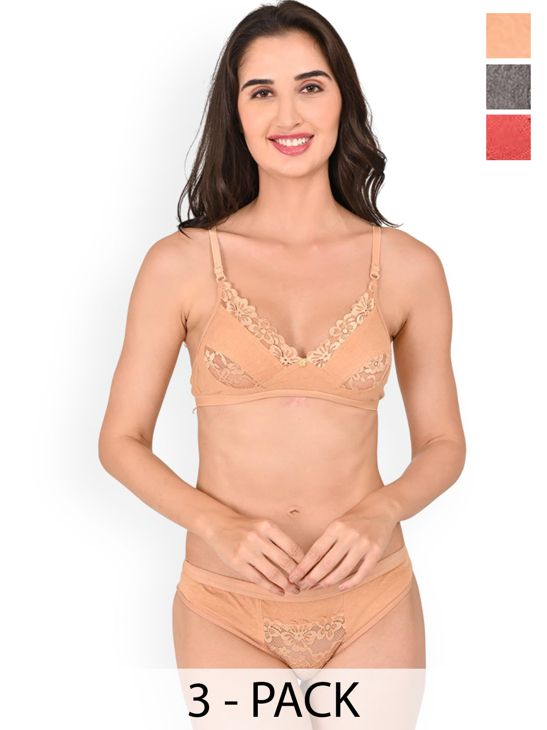 Rodley Pack Of 3 Self-Designed Lingerie Set Mix_Lux03-Multicolor-2