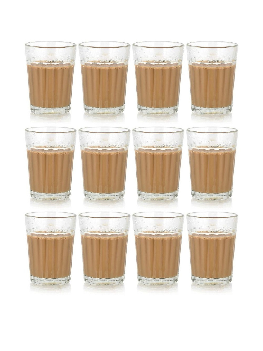 ASIDEA Pack Of 12 Transparent Textured Glass Coffee Cups Mug Set