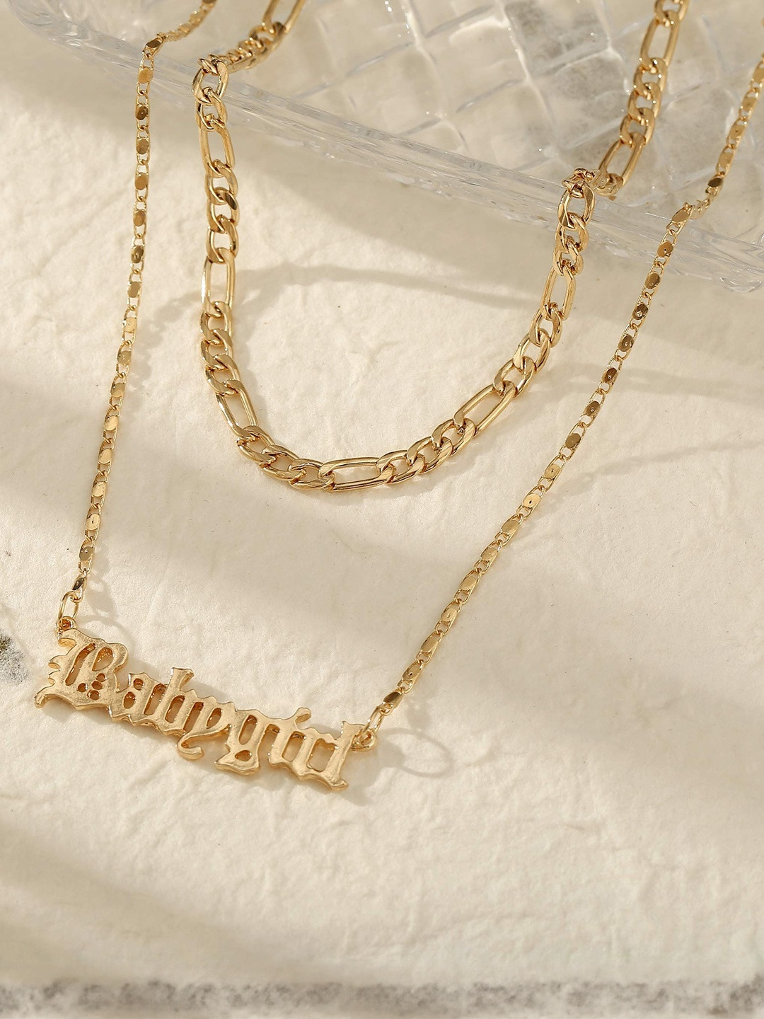 DressBerry Gold-Plated Double Layered Baby Girl Pendant Necklace