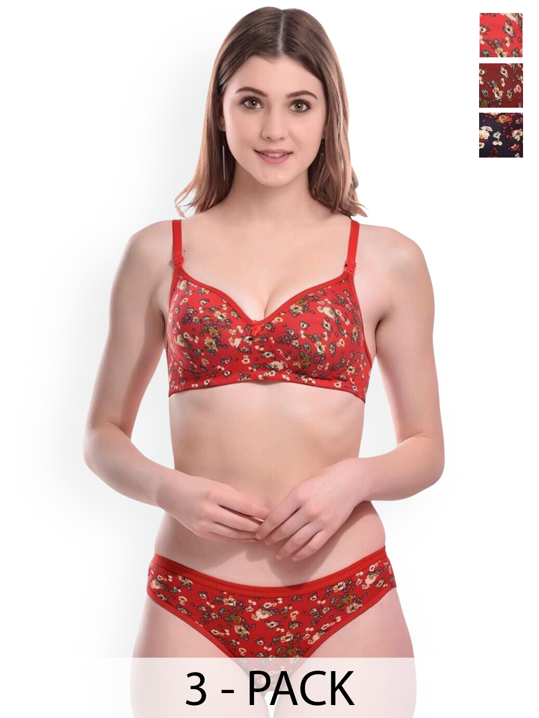 Rodley Pakc Of 3 Printed Lingerie Set