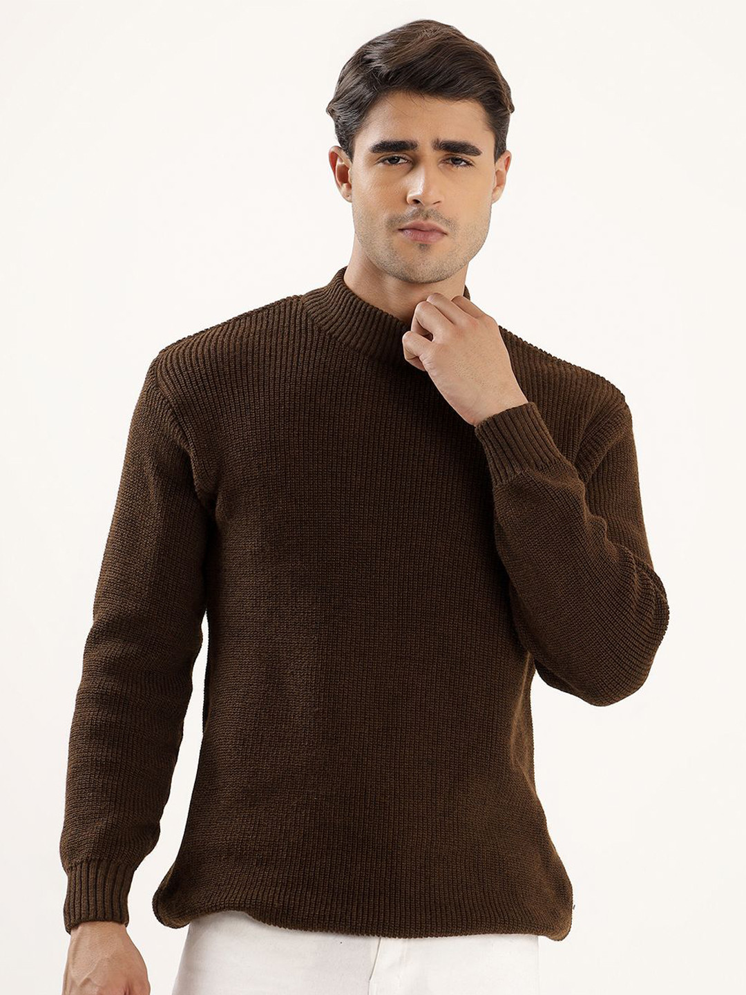 THE BEETEL HOUSE Men High neck Ribbed Pullover Sweaters