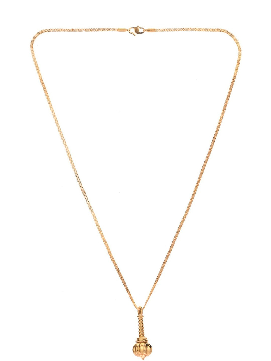 Beadworks Unisex Brass Gold-Plated Chain with Lord Hanuman Mace Pendant