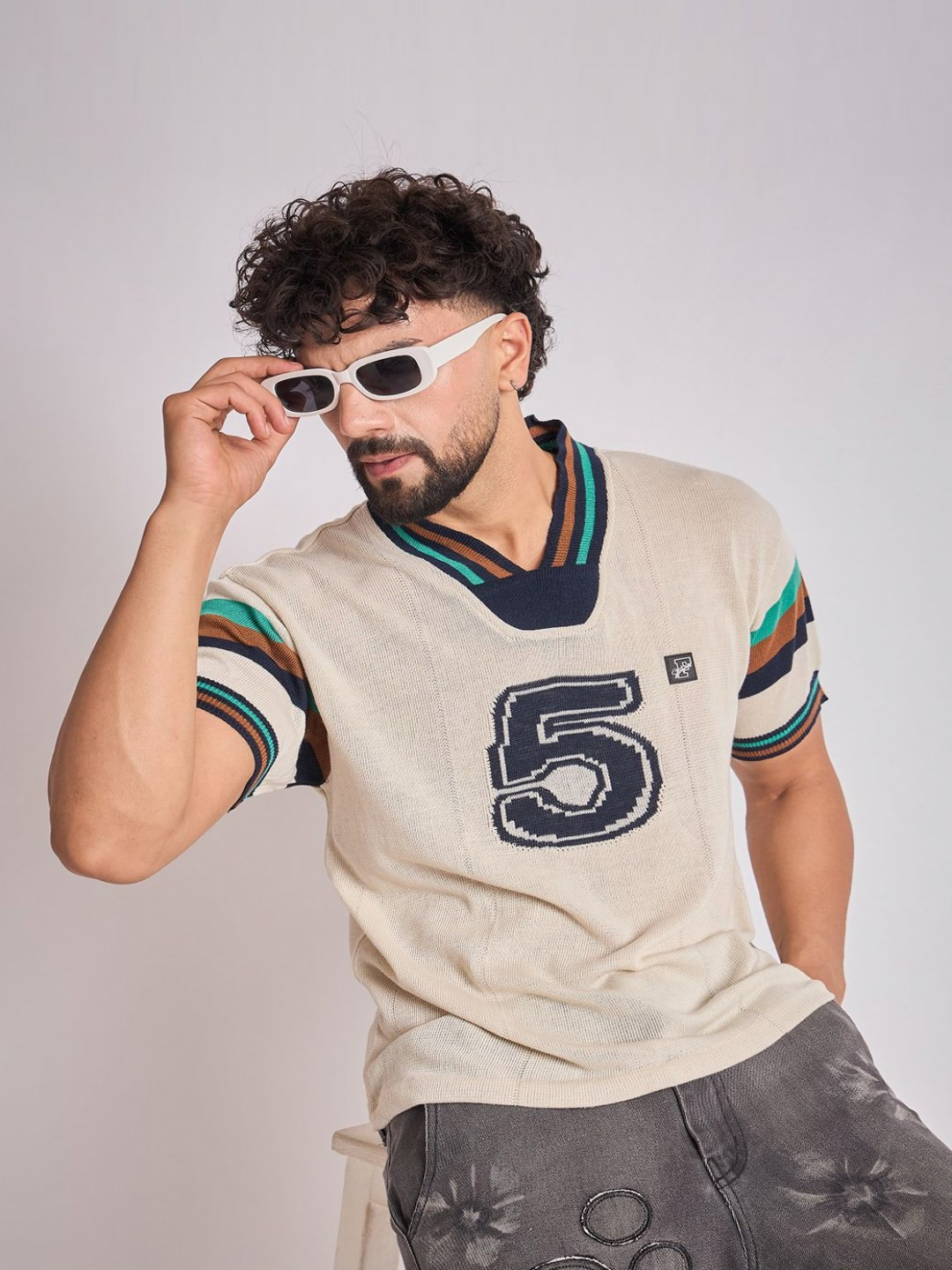 FUGAZEE Men Sports and Team Jersey Printed V-Neck T-shirt