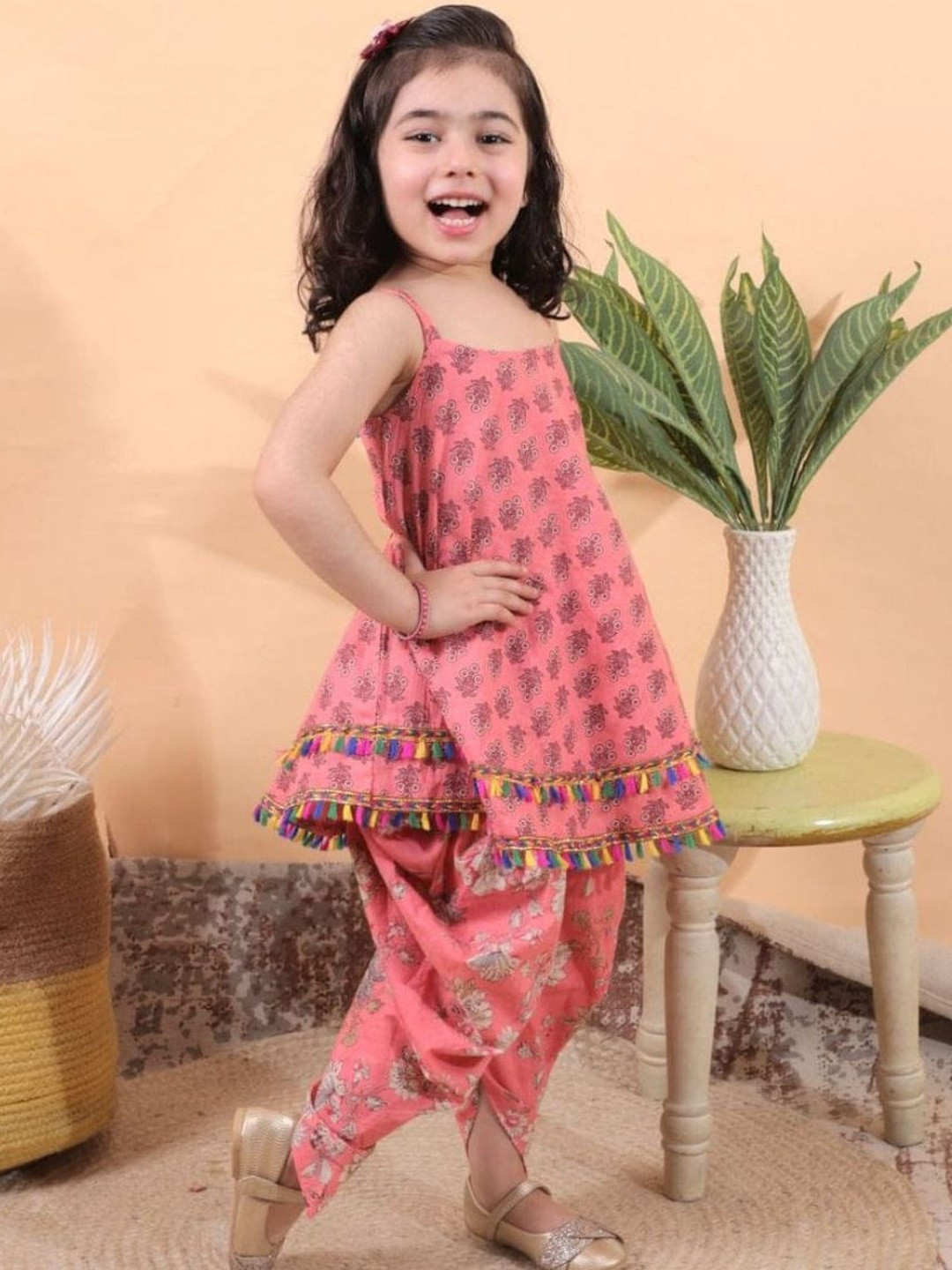 House Of Kids Cotton Sleeveless Print A-Line Dress