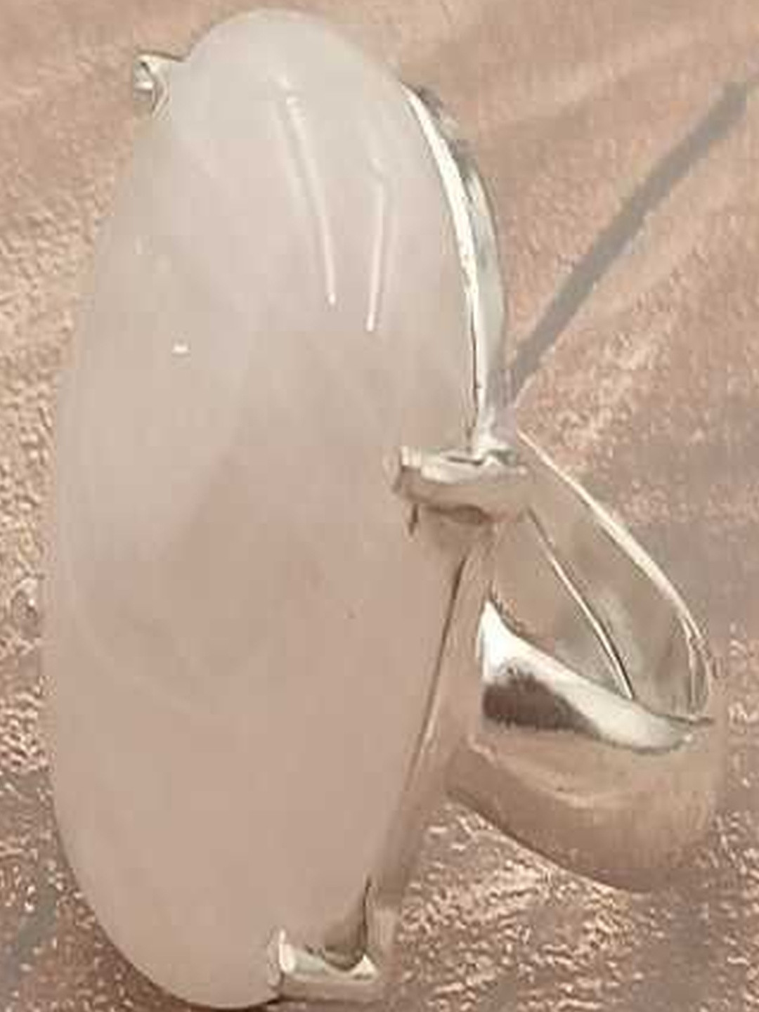 Shrim jewels German Silver Rose Quartz Studded Adjustable Oxidised Finger Ring