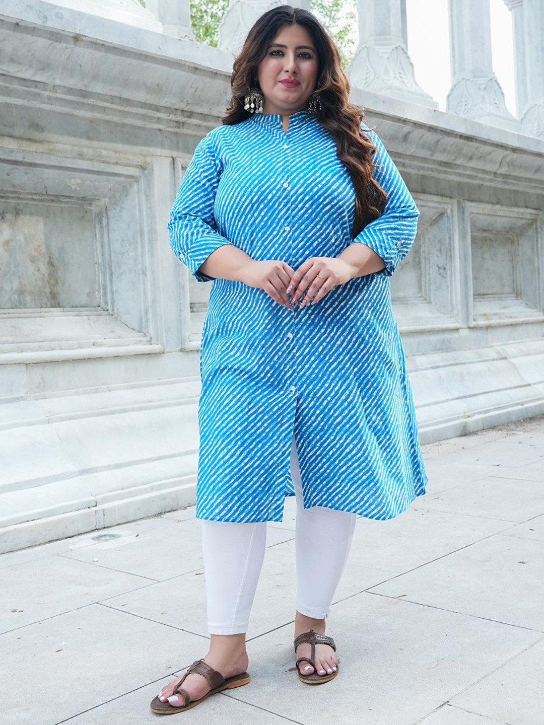 SINSINI Women Leheriya Printed Screen Print Daily A-Line Kurta