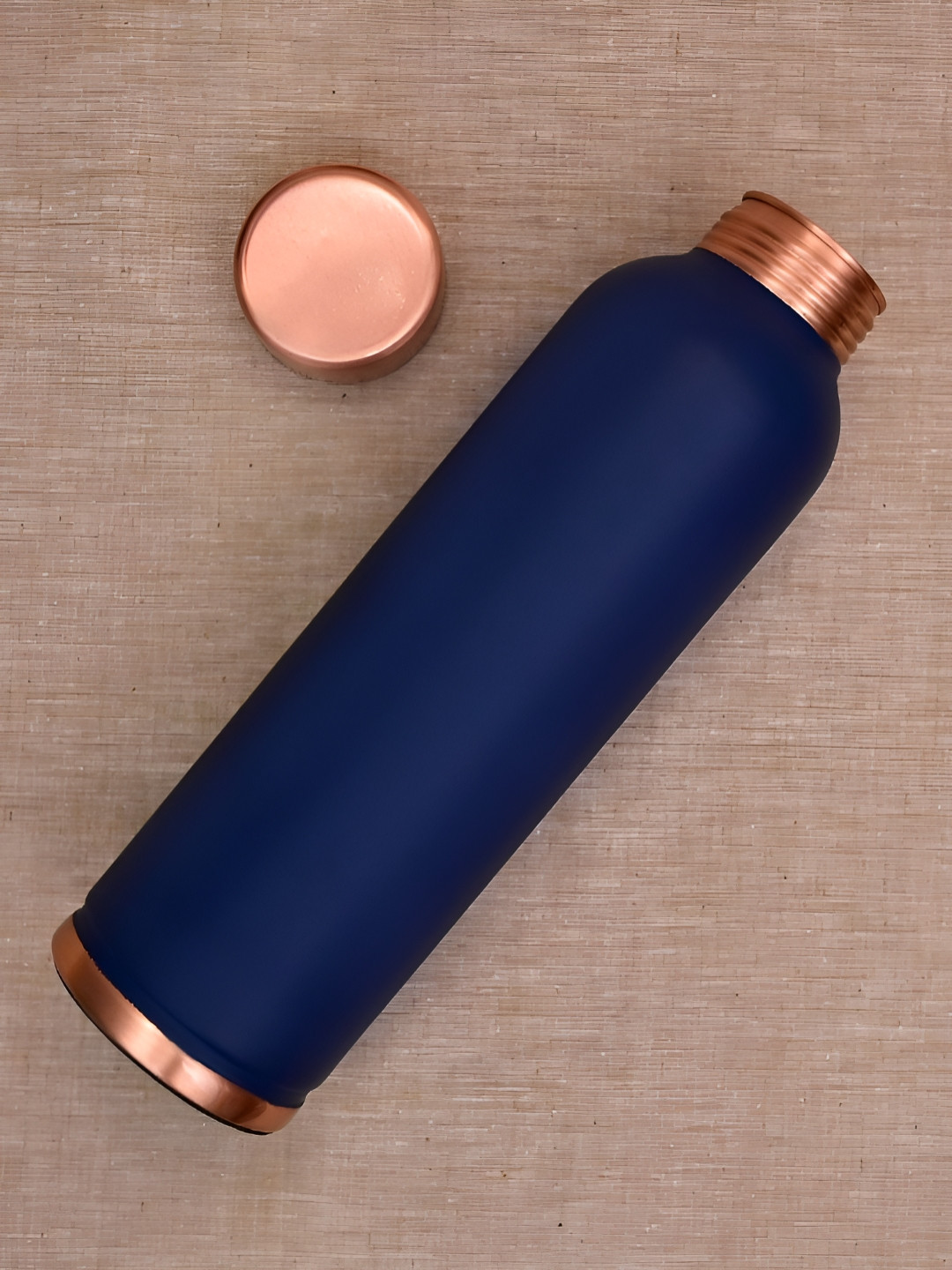 oggn Blue Matt Finish Solid Copper Water Bottle - 950 ml