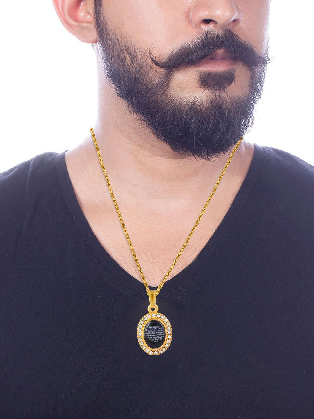 MEMOIR Unisex Pack Of 3 Gold-Plated Brass Musim Islamic Pendants with Chains