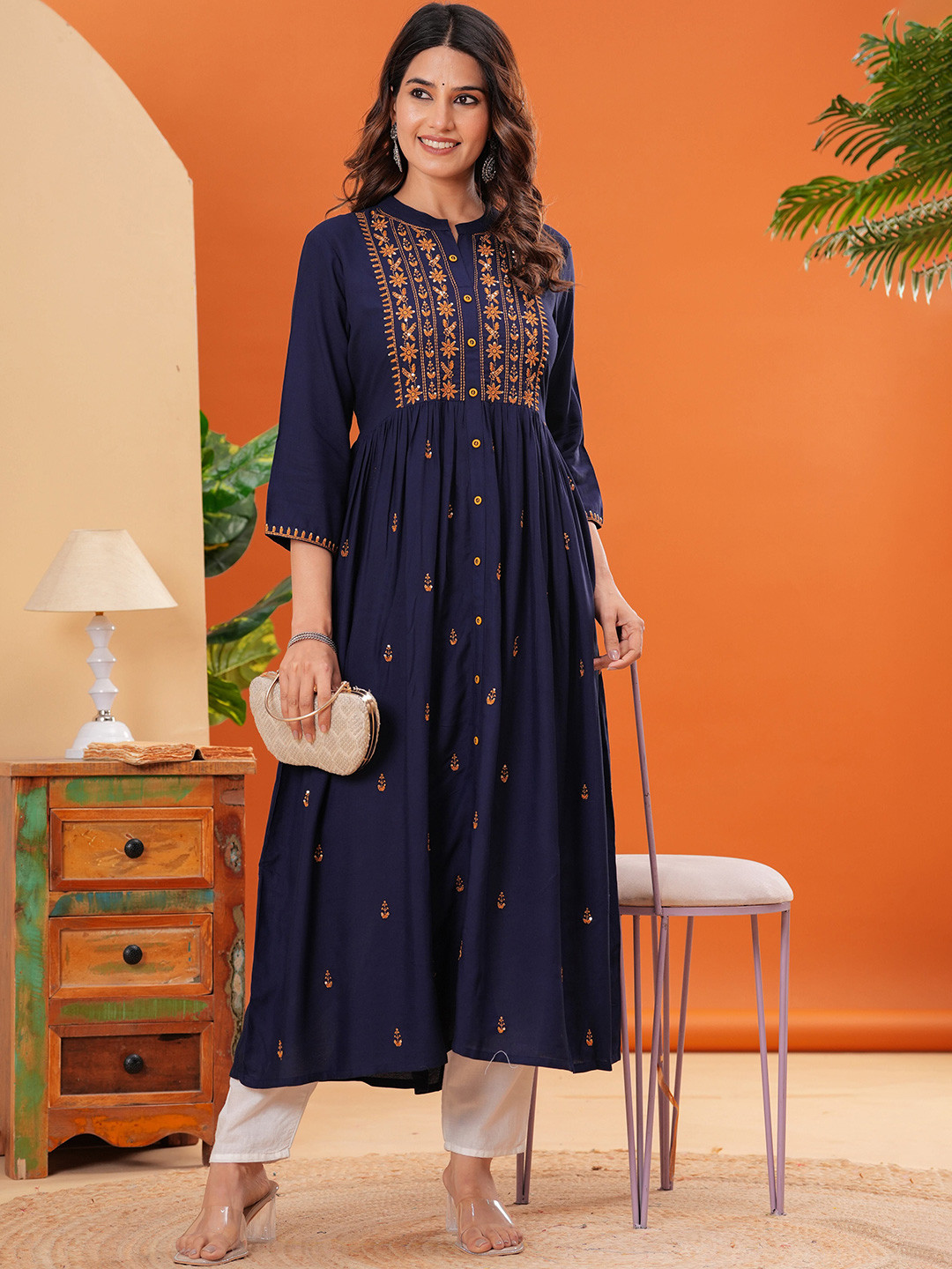 JAIPURI COLLECTION Women Ethnic Motifs Printed Screen Print Daily Anarkali Kurta