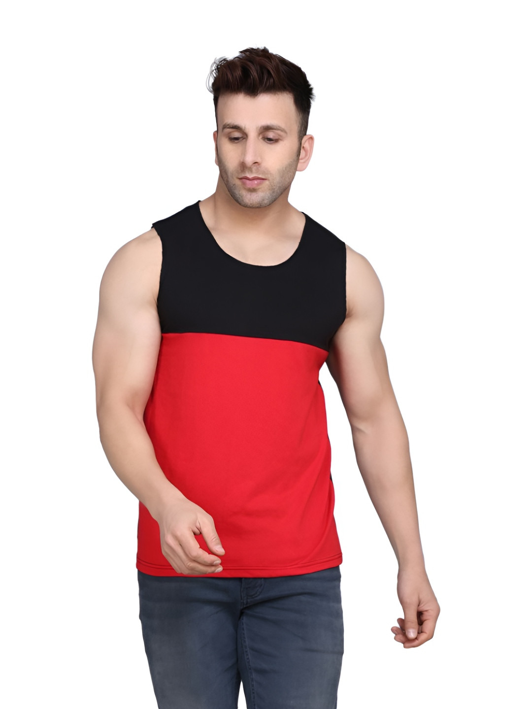 SLOWLORIS Pack Of 2 Colorblocked Combed Cotton Gym Vests