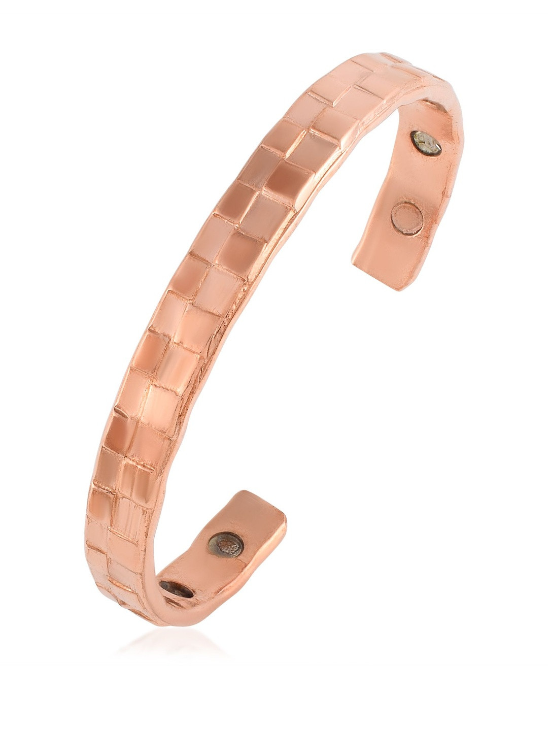 Missmister Unisex Pure Copper Magnetic Ends Brick Texture Cuff Kada