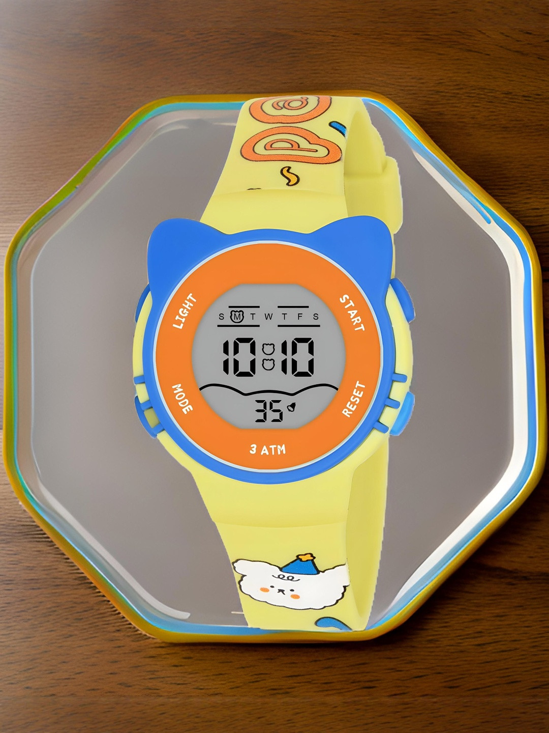Otage Kids Silicon Straps Digital Multi Function Watch 2206 Cat-Yellow1