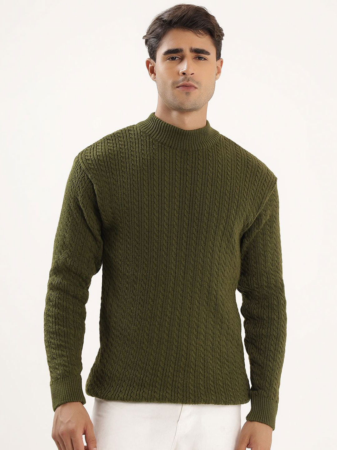 THE BEETEL HOUSE Cable Knit Striped Pullover