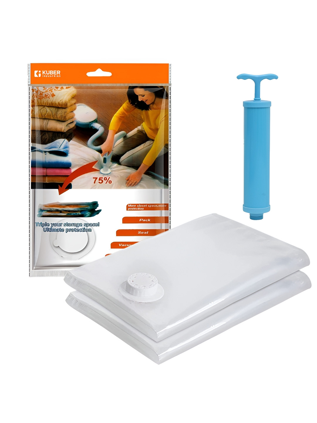 Aura Transparent 2 Pieces Vacuum Bag Organisers With Hand Pump
