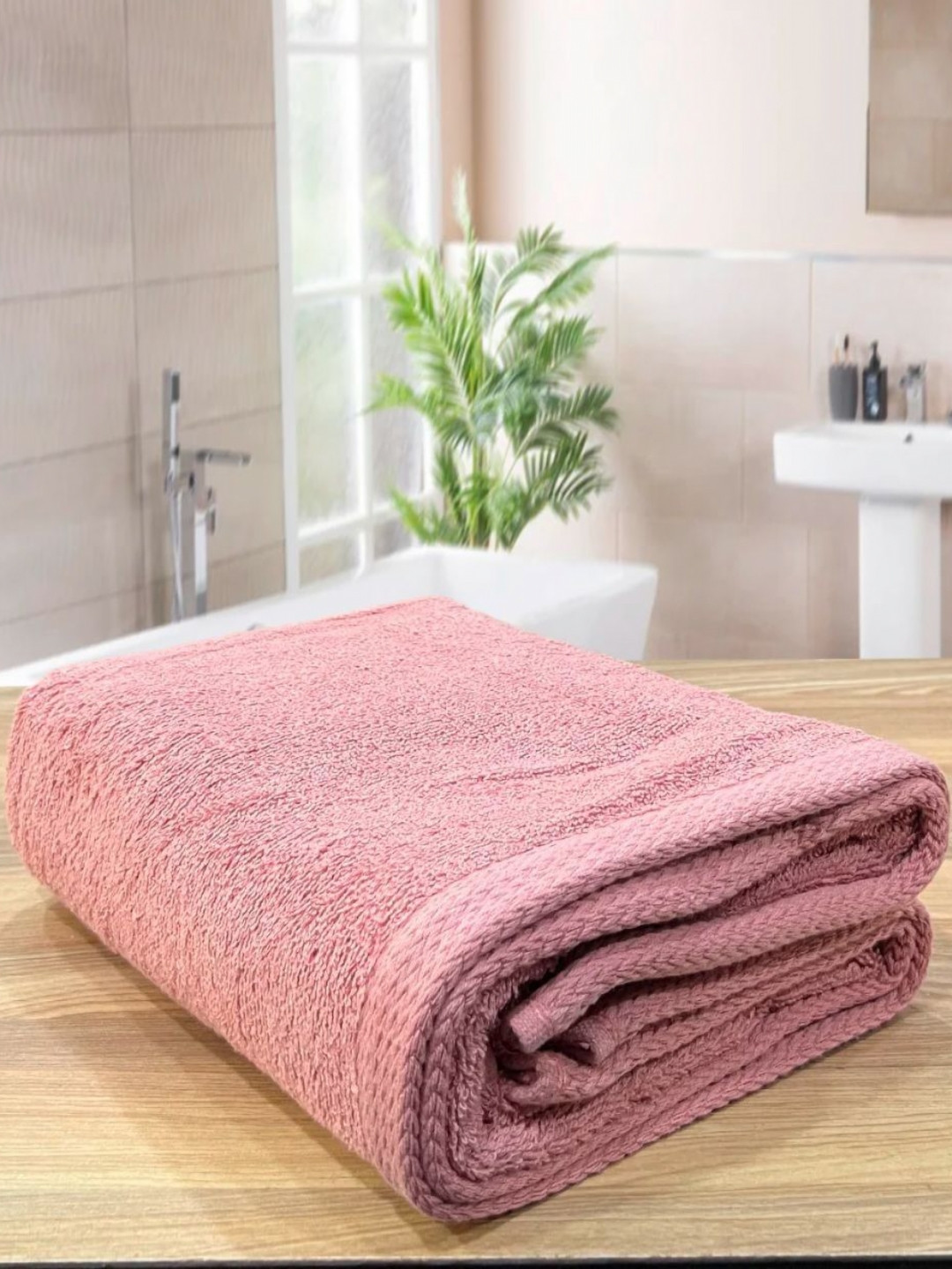 Triani Pink Cotton 450 GSM Bath Towel