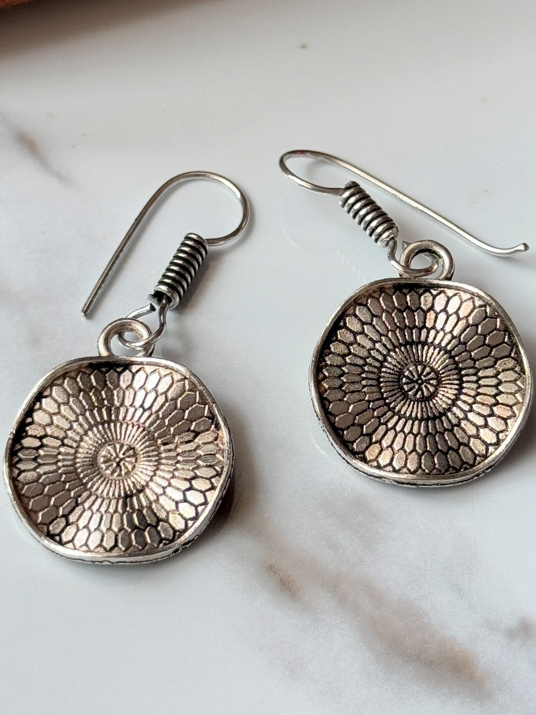 Jhumki Wala Silver Plated Circular Drop Earrings