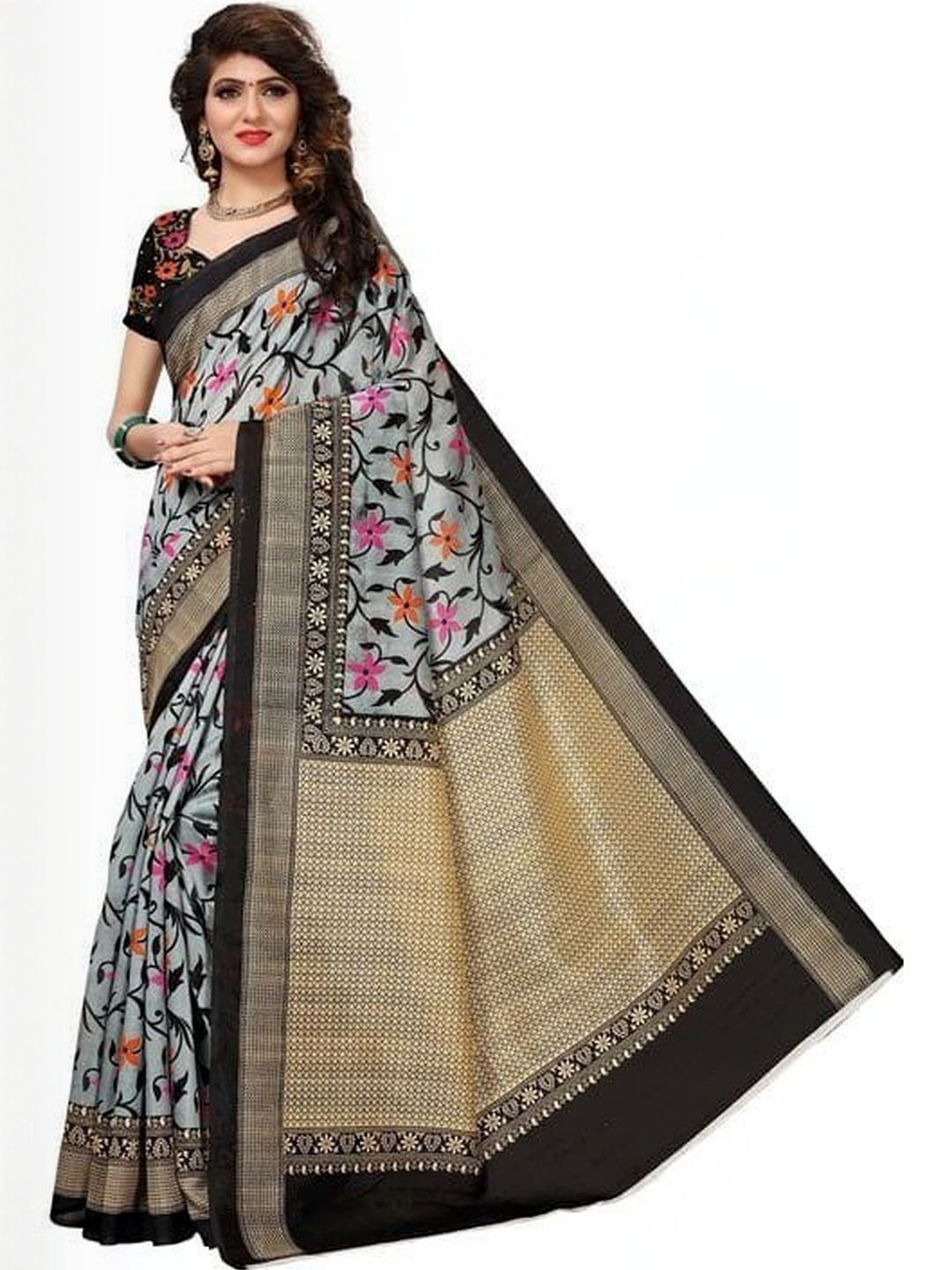 KANOODA Black Art Silk  Sarees