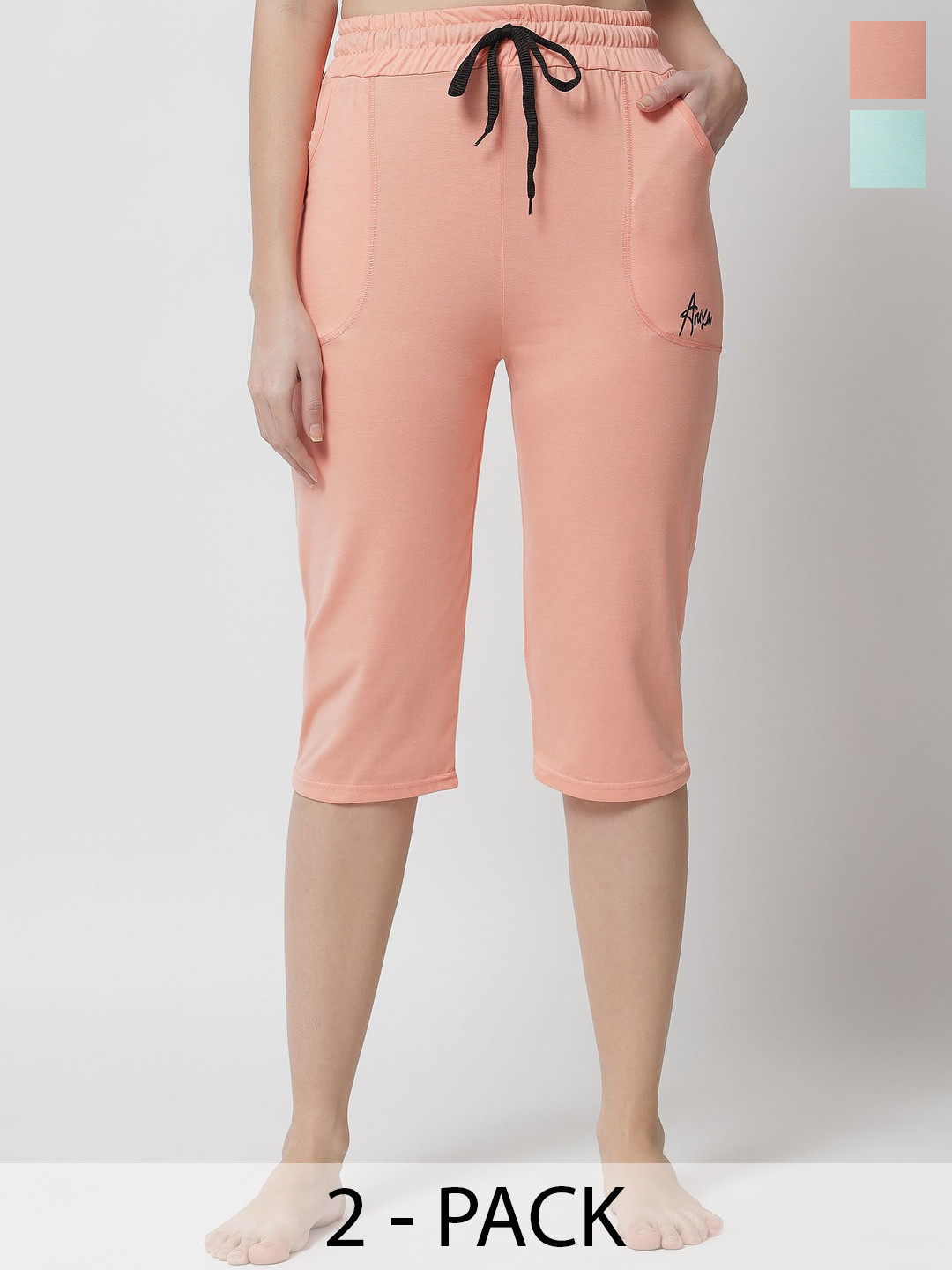 FIT N FAME Women Cotton Drawstring Slim Fit Capris