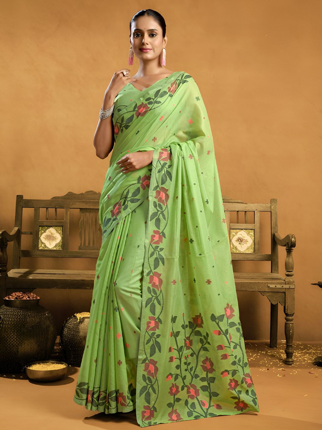 VASTRA-THE FACTORY STORE Ethnic Motifs Print Pure Cotton Saree