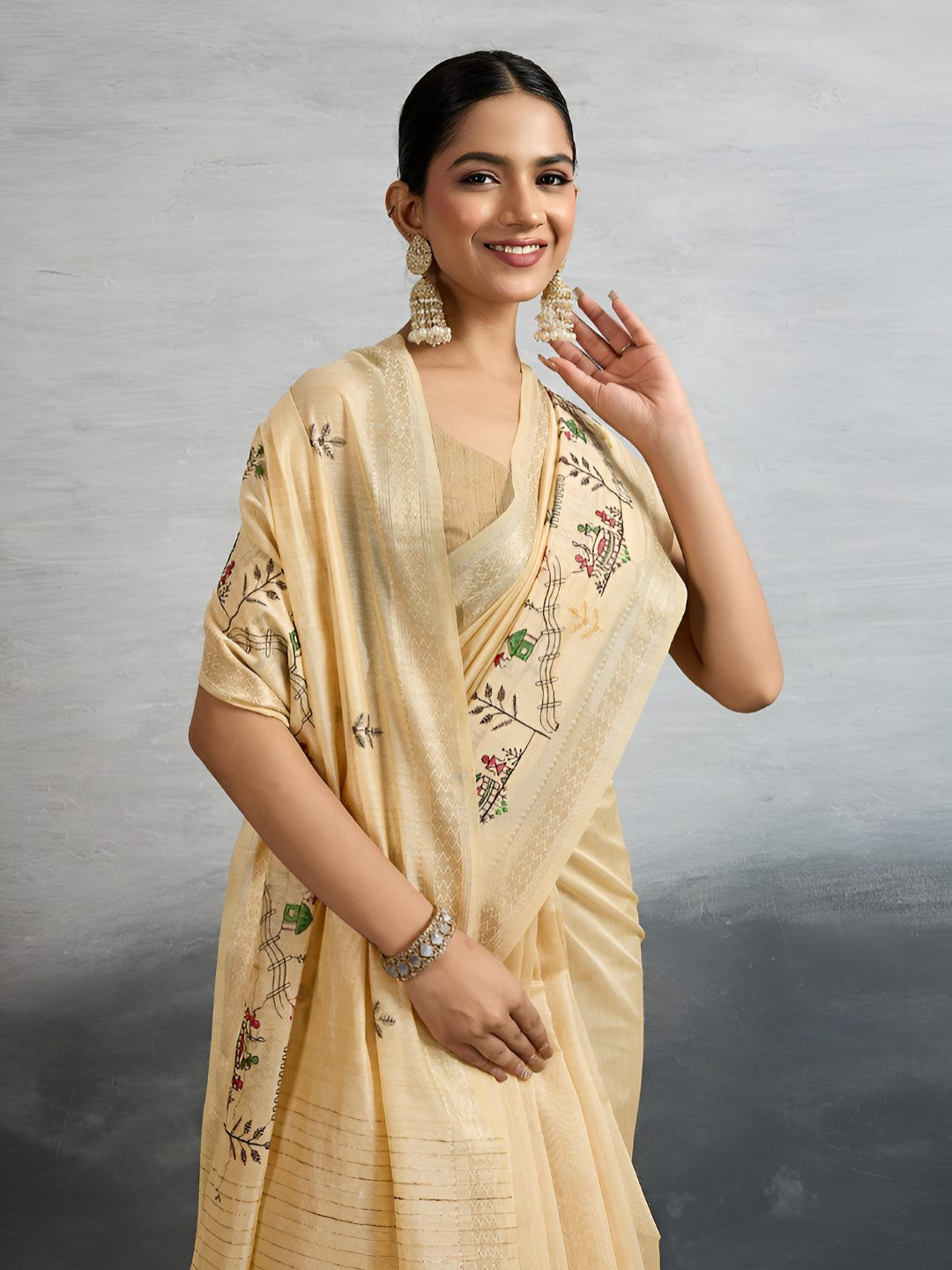 SOHINI NX Ethnic Motifs Embroidered Tussar Saree