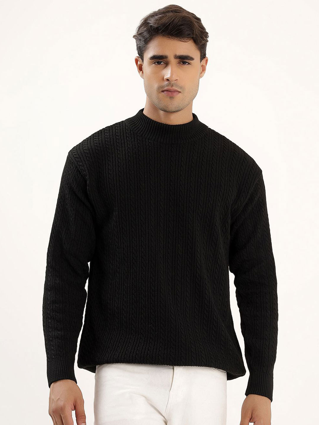THE BEETEL HOUSE Men Self Design Pullover Sweater