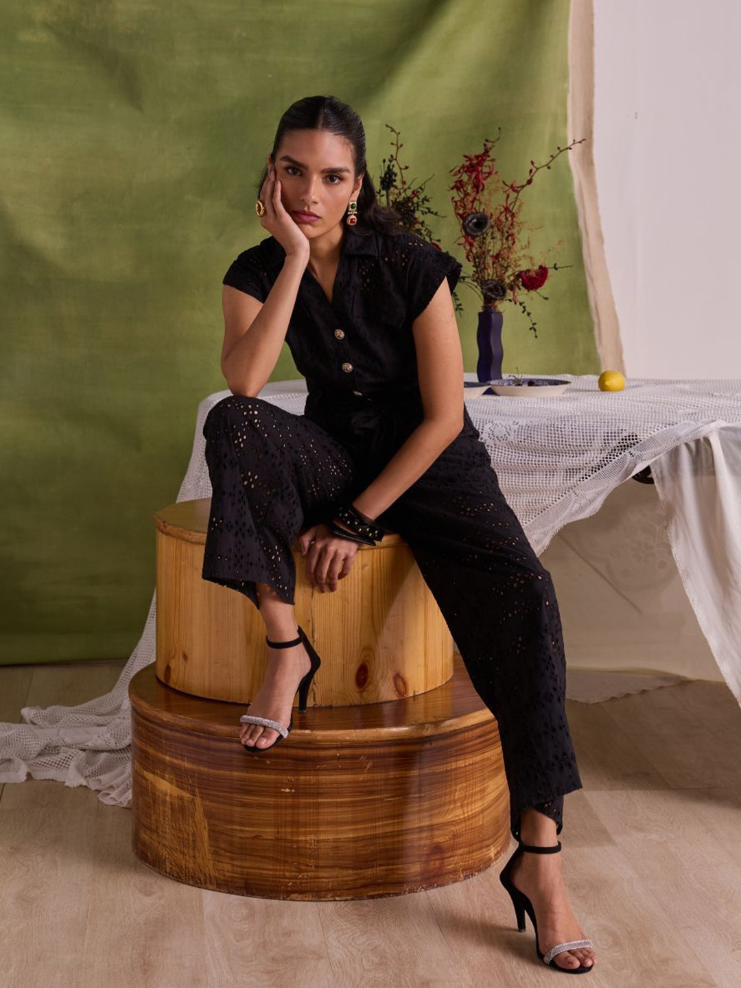 Style Island Lara Schiffli Cotton Jumpsuit