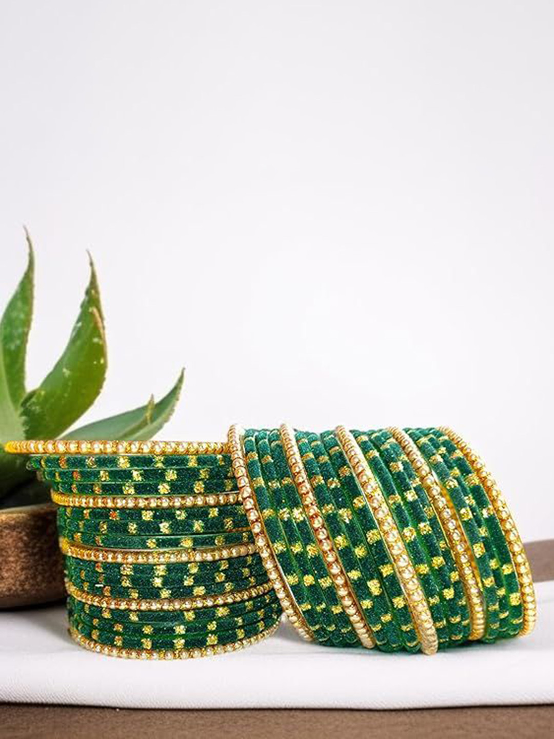 JAMS Set Of 34 Artificial Stones Studded Bangles