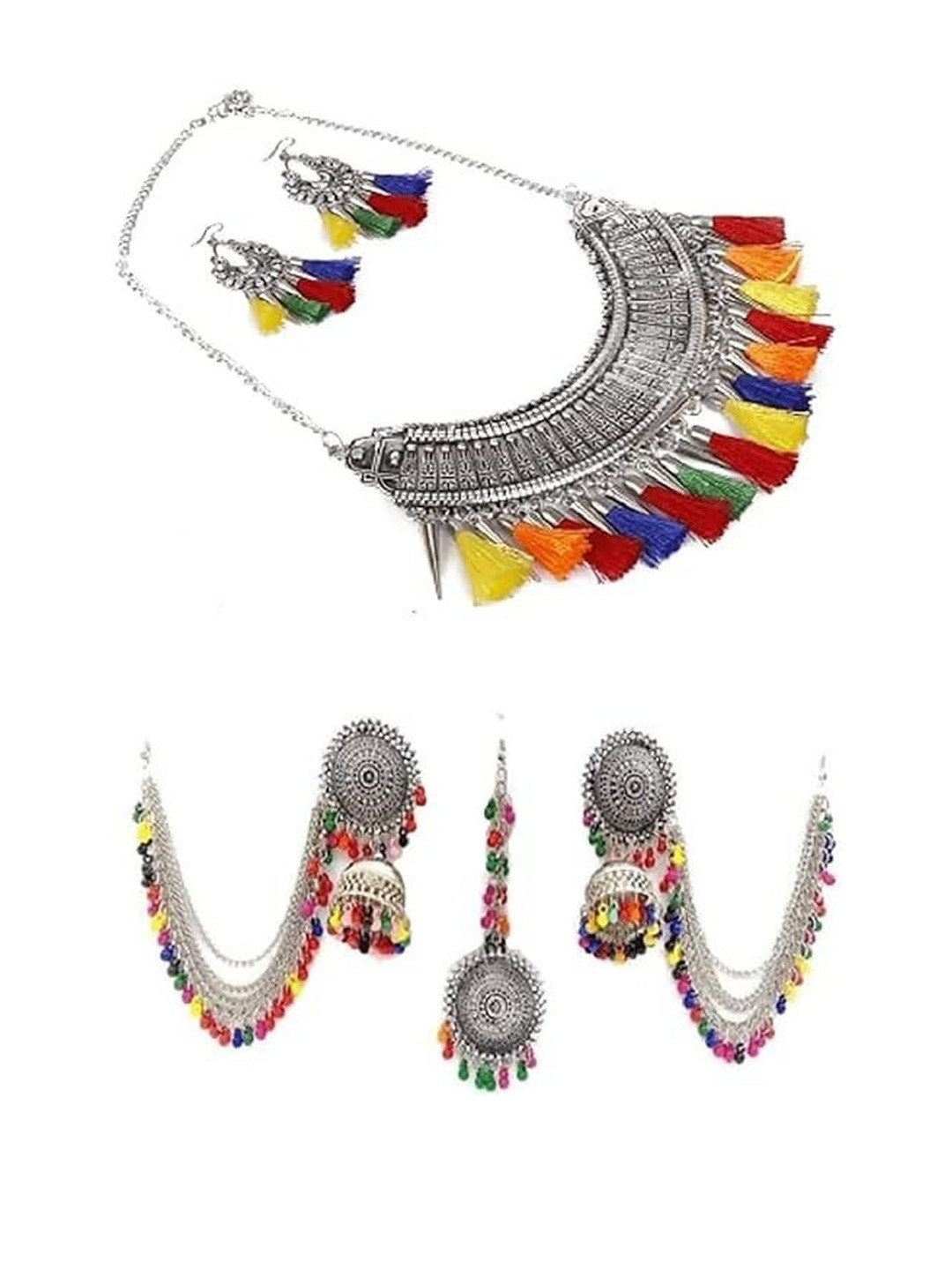 N S G Artificial Beaded Tasselled Jewellery Set