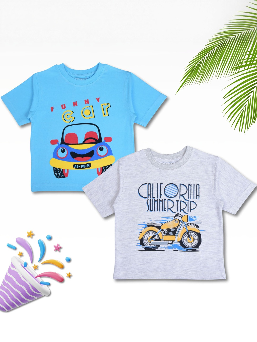 WORTON FASHION Kids Pack Of 2 Typography Printed T-shirts